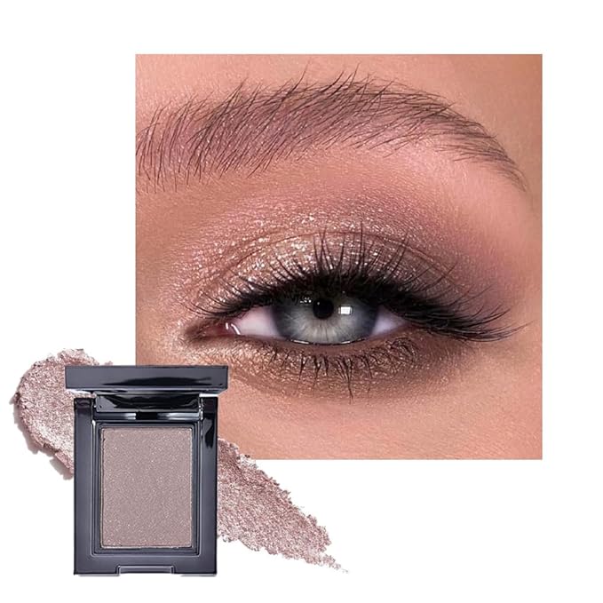 Taupe Mauve Shimmer Single Eye Shadow Palette Makeup with Mirror,Neutral Powder Monochrome Eyeshadow for Older Women,Waterproof Long Lasting Naturing-Looking sombras para ojos