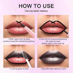 Kaely 2-in-1 Black Coal Metallic Lipstick and Lip Liner, Shimmer Liquid Metallic Lipsticks for Women, Glitter Lip Gloss Stain Long Lasting Waterproof Smudge Proof 24 Hour, Vegan Makeup, 17