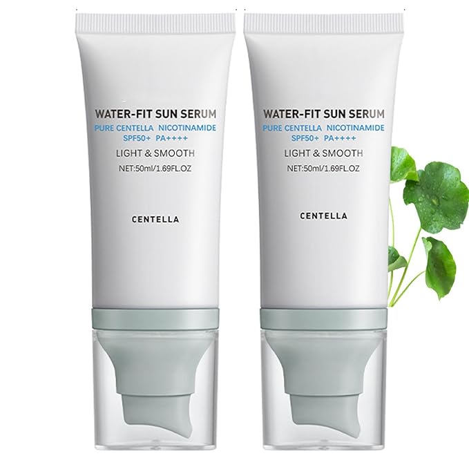 2 Pcs Centella Sunscreen SPF 50, Centella Water-Fit Sun Serum, Long-Lasting Protection, Nourishing Skin Protection and UV Defens.