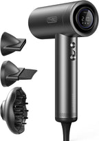 TYMO Hair Dryer with Diffuser for Women - 1500W Professional High Speed Blow Dryer with Comb, 110,000RPM Fast Dry, 200 Million Ionic Hairdryer, 4 Temps & 3 Speeds, 8 Ft Cord for Salon, Graphite