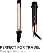 SRILabs CurlQ Curling Iron with 1 inch Extra Long Titanium Barrel, Ceramic Paddle Brush, and Thermal Brush with Rapid Heat Up, 12-Temperature Settings, and 360 Degrees Swivel Cord