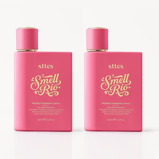 Sttes Perfume 606# (2 Packs) – Pressable Strawberry Gummies –Long-Lasting Strawberry, Candy, Vanilla & Marshmallow Gourmand Eau de Parfum 2×100ml (3.4 fl oz) – Sweet Playful Perfume Gift Set for Women