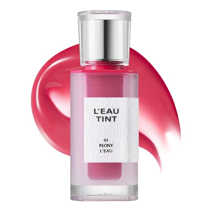 BBIA L’EAU Tint – Glossy & Glow Lip Stain Watery Lip Tint Non-Sticky High Shine Finish Long-lasting Moisturizing Lightweight Natural Daily Use Vegan Korean Makeup (05 PEONY L'EAU)