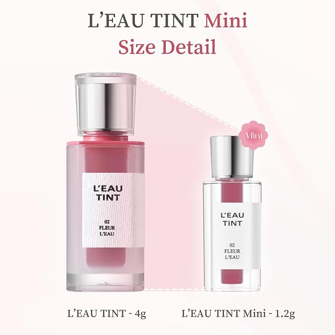 BBIA L’EAU Tint – Glossy & Glow Lip Stain Watery Lip Tint Non-Sticky High Shine Finish Long-lasting Moisturizing Lightweight Natural Daily Use Vegan Korean Makeup (02 FLEUR L'EAU - MINI)