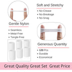 LuSeren 120 Pcs No Damage Hair Ties for Thick Hair, Large Soft Seamless Nylon Hair Elastics for Women, Ponytail Holders Accessories –White