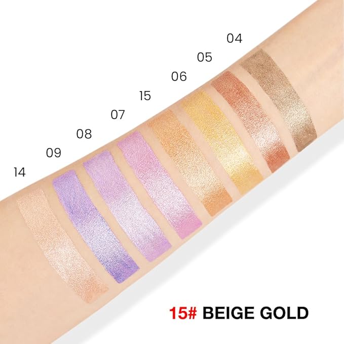 evpct Beige Gold Shimmer Cream Eye Shadow Brightener Sticks Set for Eyes, Gold Shimmery Matte Pencil Eye shadow Applicator Stick Pen Palette Makeup Waterproof sombras en crema para ojos 15#