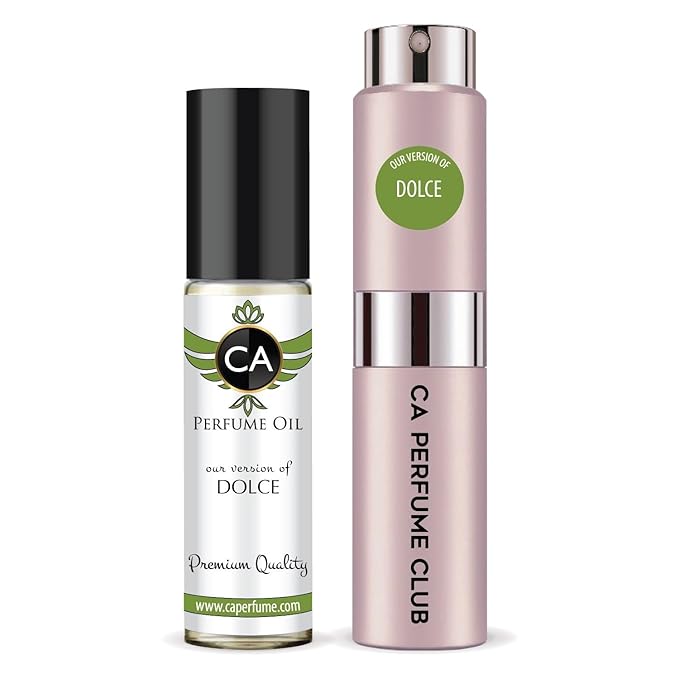 CA Perfume Duo Impression of Dolce For Women Perfume Layering Set Long Lasting Travel Size EDP + Body Oil Roll-On Bottle 0.27 Fl Oz+0.33 Fl Oz