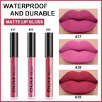 evpct 3Pcs Rose red plum Warm pink Deep cranberry Matte Liquid Lipstick Set for Women 24-hour Matte Lipstick Lip Stain Gloss Long Lasting 24 Smudge Waterproof labiales mate larga duracion 24