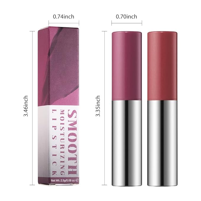 2Pcs Matte Lipstick Crayon Set for Women, Long Lasting Waterproof Velvet Lip Liner Pencil, High Pigment Creamy Lipstick, Longwear Non-Drying Lip Makeup Cruelty-free 24 Hours Original, 02#+03#