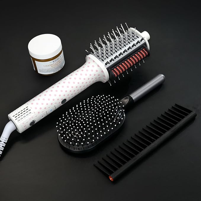 Ellena E1 Blow Dryer + Straighten Hair Brush Dual Mode, Hot Air Brush with 110000RPM High Speed Brushless Motor/Oval Air Barrel/3D Teeth Heated Comb/Handheld Cored, Styler Tool for All Hair Types