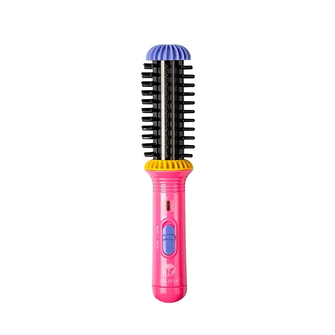 CALISTA GoGo Mini Heated Round Brush | Curl, Touch-Up, De-Frizz, and Style Hair with the Mini 7” Styling Tool | Heats to 365°F | Perfectly Designed Travel Tool | Dual Voltage (Peachy Pink)