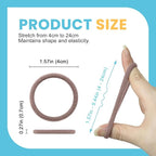 HOYOLS Large Fabric Hair Ties Soft & Gentle Bands Ponytail Holder for Thick Heavy Curly Hair, No Slip No Damage Seamless Scrunchies Headbands 100 Pcs (Caramel)