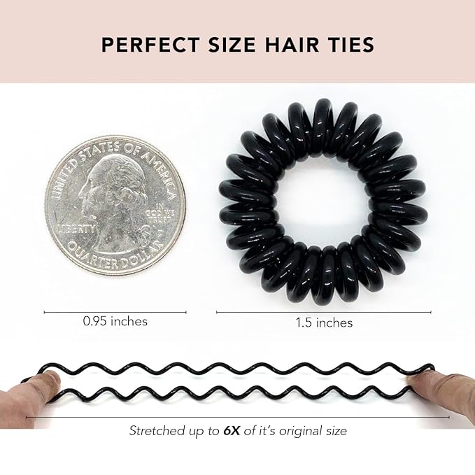 Kitsch Spiral Hair Ties for Women - Creaseless and Dent-free Coil Hair Ties No Damage, Phone Cord Coils | Made of Flexible and Durable Plastic | Ideal Gifts for Women - 4pcs (Brunette)
