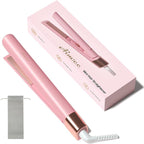 Mini Flat Iron 1 Inch Ceramic Mini Hair Straightener, Small Flat Irons for Short Hair, Curls Bangs, Dual Voltage for Travel,Dual Voltage for Worldwide Use, Pink