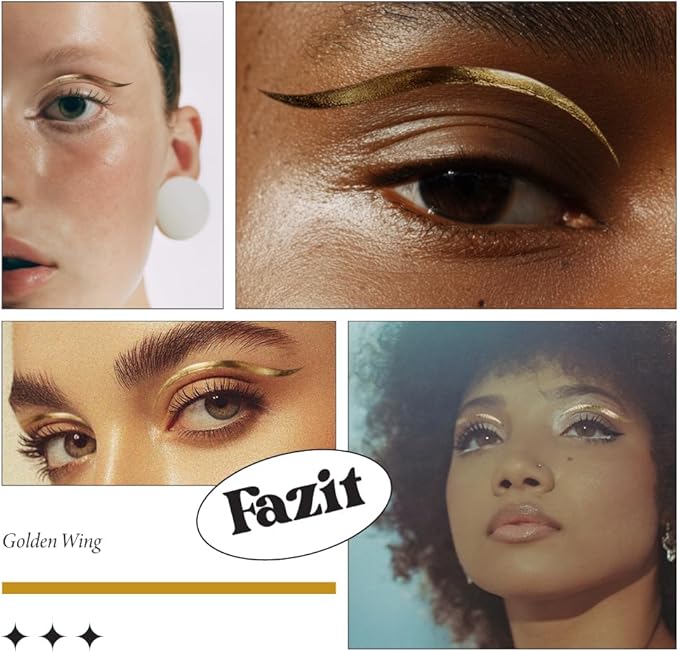 Fazit Makeup Patches - Golden Wing Eyes - Glow Up Make-Up Patches - Cute Glitter Makeup Accessories for Women - Cosmetic Glitter for Face