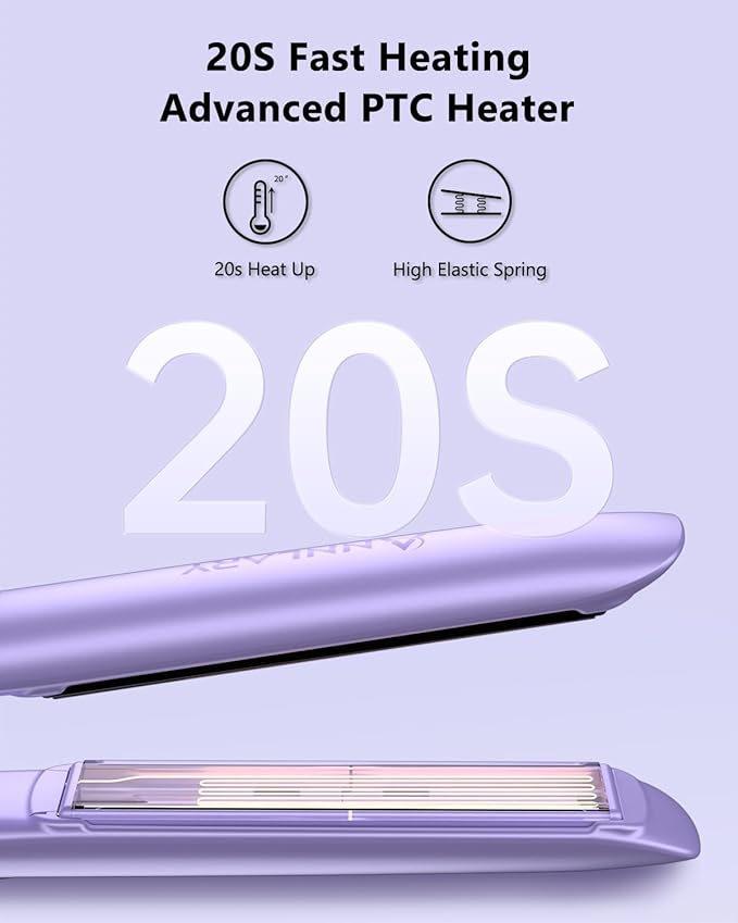 Hair Straightener 1 Inch Flat Iron and Curler 2 in 1 Titanium Ceramic Ionic Dual Voltage Straightener with Heat-Resistant Silicone, for Less Frizz, Shinier & Smoother