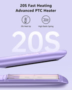 Hair Straightener 1 Inch Flat Iron and Curler 2 in 1 Titanium Ceramic Ionic Dual Voltage Straightener with Heat-Resistant Silicone, for Less Frizz, Shinier & Smoother