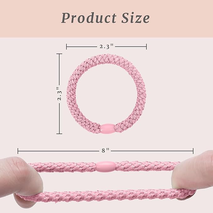 30 Pcs Hair Ties No Damage for Women Girls, High Elastic Braided Hair Ties for Thick Hair, Soft Ponytail Holders, No Crease Hair Bands for Curly Thin Hair Scrunchies (Pink Colors)