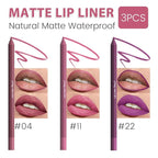 evpct 3Pcs Plum Rose Dark Purple Matte Long Lasting Wear Lip Liner Pencils Makeup Set for Shaping & Sculpting Lips, No Transfer Waterproof Pigmented Lip Liner Crayon lipliners Lipstick Pencil 4+11+22