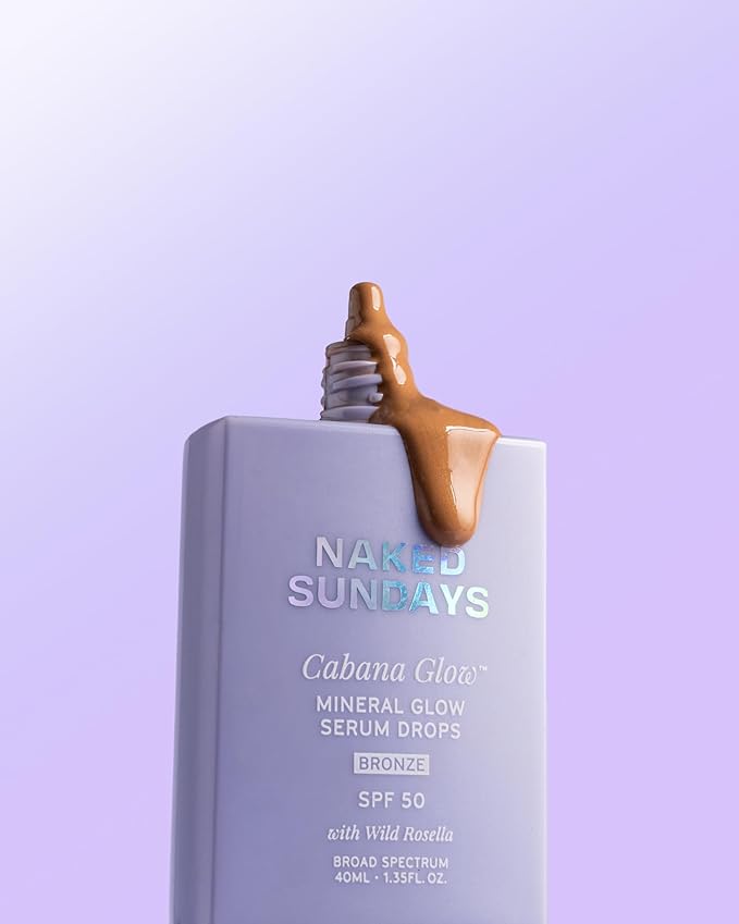 Naked Sundays CabanaGlow™ SPF 50 Bronzing Drops - Bronzing Glow Serum Sunscreen for Face, Hydrating Zinc Oxide Formula with Skin-Perfecting Pigments + Broad Spectrum Protection