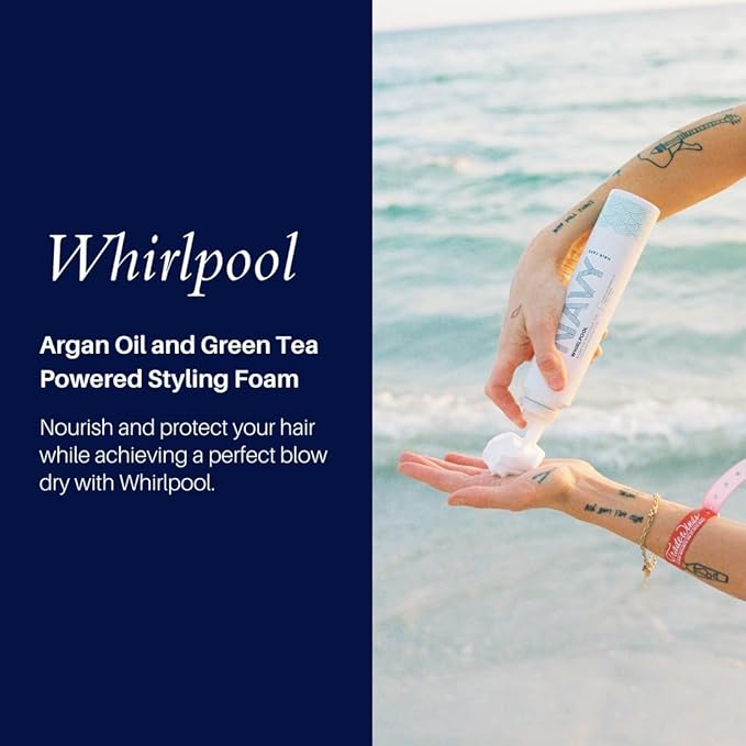 NAVY Hair Care Whirlpool Styling Foam for Curly Hair | Made with Argan Oil and Green Tea for Frizz Control | 6 oz