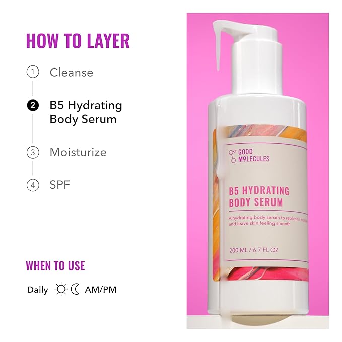 Good Molecules B5 Hydrating Body Serum - Vitamin B5 Ultra Hydrating Serum with Beta Glucan to Retain Moisture and Plumpness, Skin Care for Body