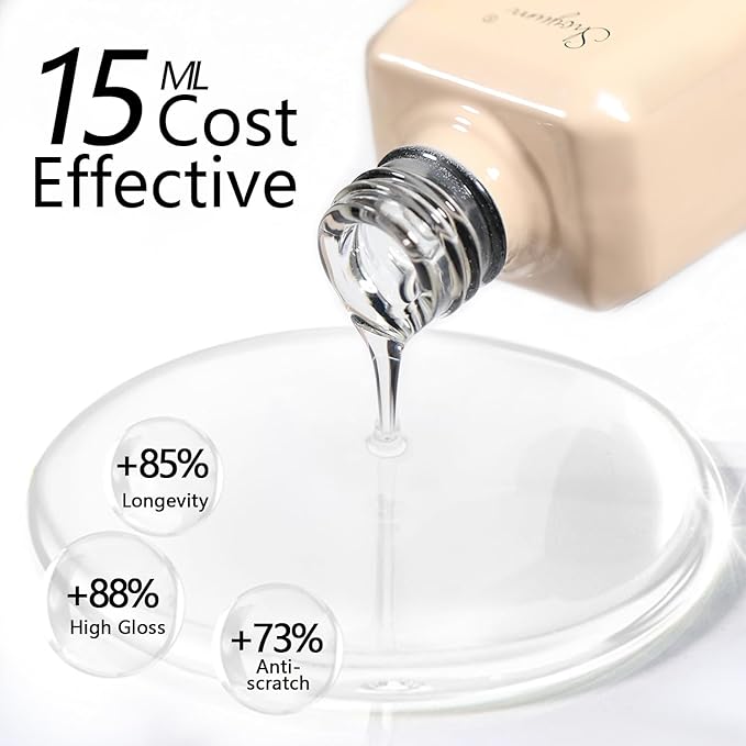 2 Pcs 15ml No Wipe Gel Top Coat and Base Coat Set - Shine Finish and Long Lasting, Soak Off LED Nail Lamp Gel Base Top Coat Finish Nail Art Design Manicure Gifts for Women