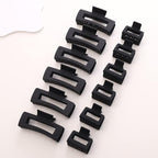 12 Pack Black Square Claw Clips, Big and Small Neutral Rectangle Hair Claw, Non-slip Matte Large Hair Clips for Women,Strong Hold jaw clip for Thick Thin Hair