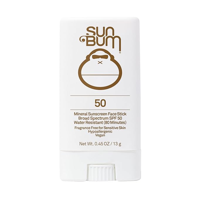 Sun Bum Mineral SPF 50 Face Stick Sunscreen - Water-Resistant Broad Spectrum Sunscreen with Vitamin E - Hawaii 104 Act Compliant (Made without Octinoxate & Oxybenzone) - Travel Size 0.45 oz