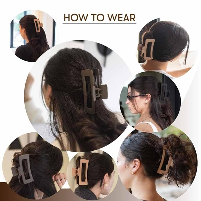 FRAMAR Extra Large Claw Clips For Thick Hair – Hair Claws Pack, Large Hair Clips For Thick Hair, Claw Clip Pack, Hairclips, Hairclips. For Women, Ganchos Para El Cabello – Non Slip Matte Finish