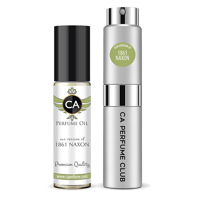 CA Perfume Duo Impression of 1861 Naxos For Women And Men Perfume Layering Set Long Lasting Travel Size EDP + Body Oil Roll-On Bottle 0.27 Fl Oz+0.33 Fl Oz