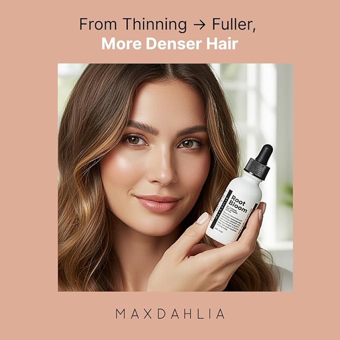 MAXDAHLIA Root Bloom All-Natural Hair Growth Serum with Ashwagandha, Rosemary, Castor Oil, White Willow Bark, Green Coffee Oils for Hair Restoration and Hair Growth