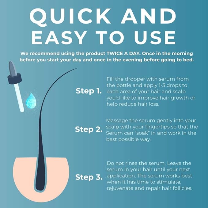 Tricho Labs Folliboost Hair Growth Serum - Natural-Based Formula w/Biotin & Peppermint Oil - Hair Care for Thicker & Fuller Hair - 2oz, 3-Pack