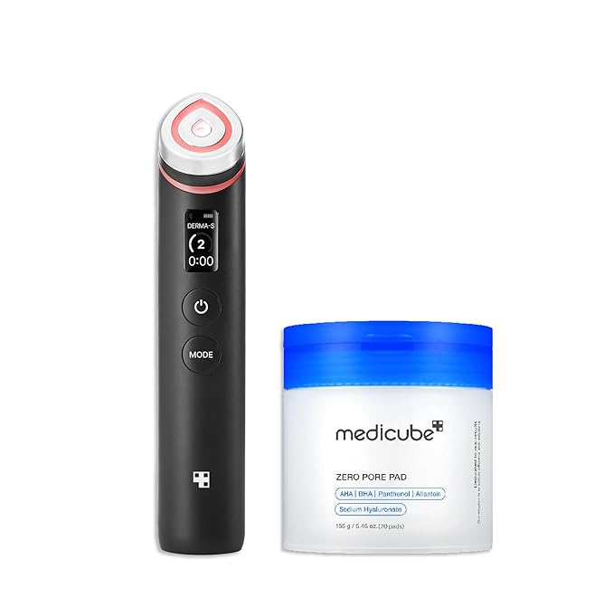 medicube Deep Clean to Deep Glow Set: Age-R Booster Pro (Black) and Zero Pore Pads 2.0 | Holiday Stocking Stuffers, Gifts for Women, Stocking Stuffers for Women