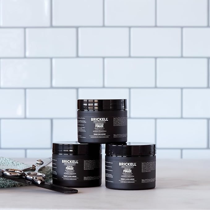 Brickell Men's Products Hair Styling Clay Pomade For Men, Natural & Organic with Strong Hold & Matte Finish, Product for Modern Hairstyles, 2 Ounces, Scented