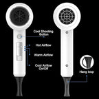 slopehill Professional Ionic Hair Dryer, Powerful 1800W Fast Drying Low Noise Blow Dryer with 2 Concentrator Nozzle 1 Diffuser Attachments for Home Salon Travel (White)