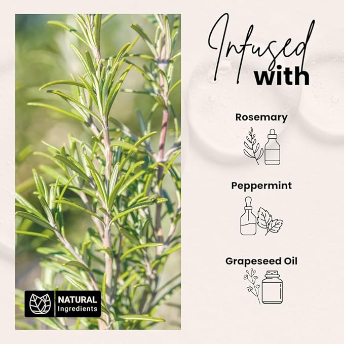 Bask & Lather Scalp Stimulator Hair Growth Oil, Cold Pressed Mint and Rosemary Blend with Grapeseed for Hair Growth, Organic Natural Leave in, All Hair Types, 2 Fl Oz