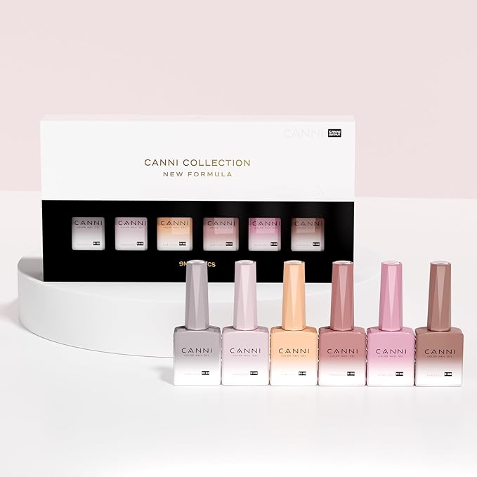 CANNI 6 Colors 9 Ml Jelly Nude Pink Gel Nail Polish Set- Neutral Transparent Pink Colors Sheer Gel Polish Kit, Soak Off LED Nail Gel Manicure Kit DIY at Home Salon Gifts