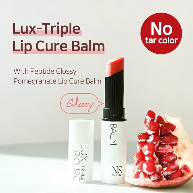 Lux Triple Lip Cure Glossy Balm ATHENA (Red Orange)(0.17oz) 4 million units sold in Korea, Natural Tinted Korean Lip Balm, Petroleum/Paraben Free, Lip Butter,lip balm hydrating