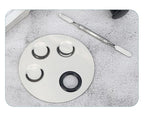 1 Set Round Stainless Steel 3-Well Cosmetic Makeup Palette with Spatula Cosmetic Artist Palette Mixing Palette with Spatula Nail Art Eye Shadow Lipsticks Mixing Makeup Tools, Silver