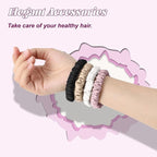 8Pcs 100% Mulberry Silk Scrunchies Hair Care, Skinny Hair Ties Elastic, 22 Momme Mulberry Silk Hair Ties Scrunchies Set Women Curly Thin Hair