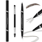 LAVONE Eyebrow Pen,2-IN-1 Dual-ended Waterproof Eyebrow Pencil,with 4 Tip Microblading Eyebrow Pen and Ultra-Precise Brow Pencil,Dual-ended Eyebrow Brush, for Natural Looking - Medium Brown