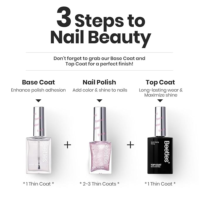 Beetles Pink Nail Polish Set, 6 Colors Glitter Quick Dry Nail Polish Kit Sly Moonlit Fairy Fingernail Polish Gifts for Women Salon DIY Manicure Kit