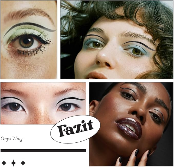 Fazit Makeup Patches - Onyx Wing Eyes - Glow Up Make-Up Patches - Cute Glitter Makeup Accessories For Women - Cosmetic Glitter For Face