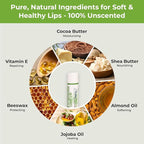 RaGaNaturals Natural Unscented Lip Balm - Original Beeswax, Shea Butter, Jojoba Oil, Vitamin E - 4 Pack Unflavored Chapstick for Dry & Cracked Lips - Christmas Stocking Stuffers - Handmade in USA