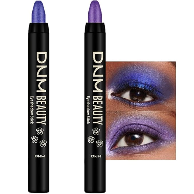 evpct 2Pcs Cream Eyeshadow Sticks Set for Eyes Waterproof, Blue Shimmer & Purple Shimmer Matte Eye shadow Stick Pencil Pen Bulk sombras en crema para ojos 32+33