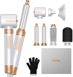 UKLISS Hair Dryer Brush 7 in 1，110000 RPM Hair Dryer with Diffuser for Curly & Twisted Hair Professional Ionic Brush Blow Dryer for Salon-Quality Styling, White Gold