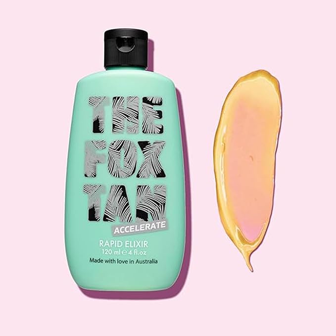 The Fox Tan Rapid Tanning Elixir, Natural Tanning Accelerator Lotion For Darker & Faster Tans, Creates Flawless Tan Skin, Vegan & Cruelty-Free, 120mL