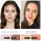 2 Colors Cream Contour Sticks Makeup Kit, Primer Face Highlighter Contouring for Beginners, Highlight and Contour Kit, Cream Concealer Makeup Blur Stick, Primer Face Corrector 3#