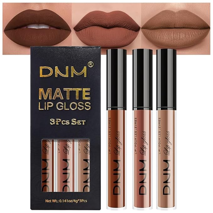 evpct 3Pcs Chocolate Red Brown Nude Matte Liquid Lipstick Lip Stain Sets for Women, Matte Lipstick Long Lasting Waterproof Permanent 24 Hours original, Magic Lip Sticks Pack for Halloween Daily Makeup